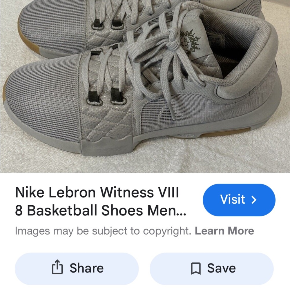 Nike Lebron Witness VIII Gray Athletic Shoes